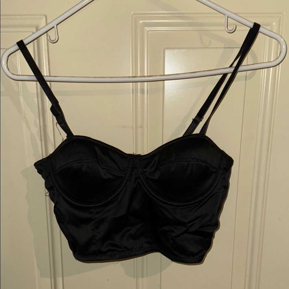 Elegant Black Satin Bralette/Boustierre